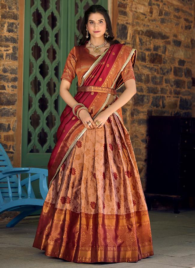 Silk Brown Wedding Wear Weaving Readymade Lehenga Choli